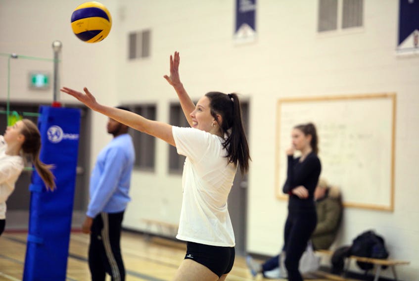 C.P. Allen Cheetahs' Talia Vydykhan warms up prior to a practice on Monday. Vydykhan leads the No. 1 seeded Cheetahs into the NSSAF Division 1 girls' provincial championship at Riverview high school in Coxheath. ERIC WYNNE / The Chronicle Herald
