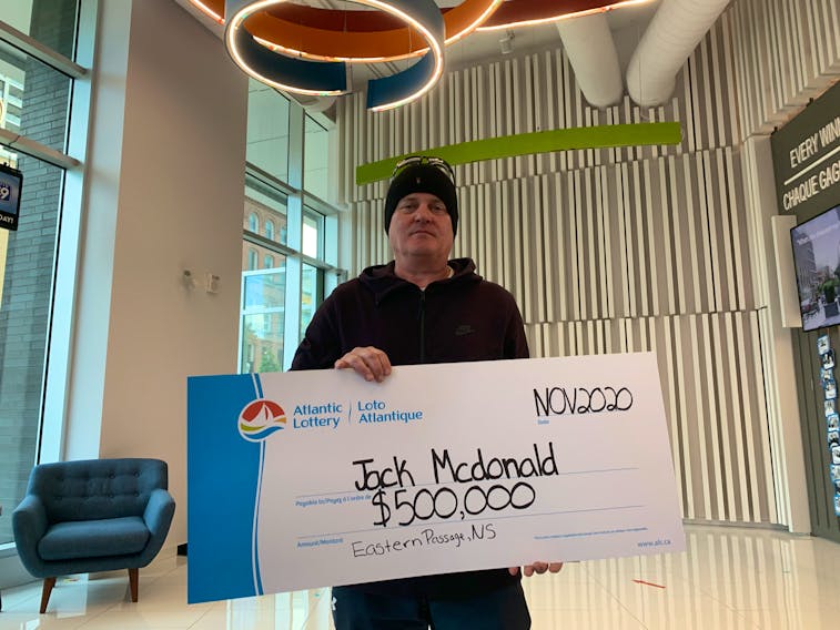 For two weeks while camping, Eastern Passage resident John (Jack) McDonald had no idea that his Lotto Max free play ticket had paid off to the tune of $500,000 on Oct. 6.