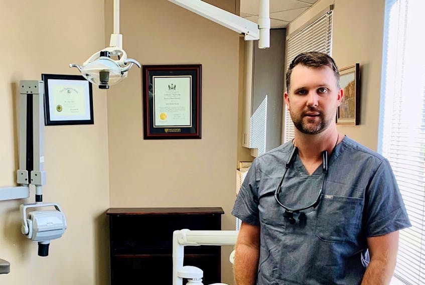 Chad Avery, dentist and president of the Nova Scotia Dental Association, said people should visit the dentist regularly to catch any signs of teeth grinding early on. He is pictured in his clinic on Wednesday Sept. 9, 2020.