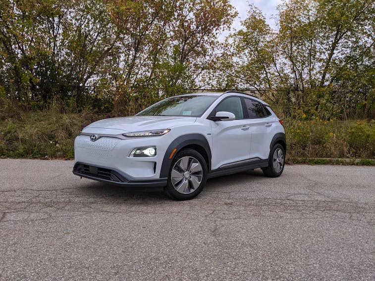 The 2019 Hyundai Kona EV is powered by a 64 kWh Lithium-ion polymer battery and 150 kW Interior permanent magnet synchronous electric motor.