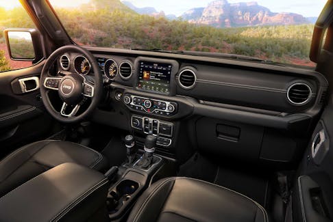 Interior of the 2020 Jeep Wrangler.