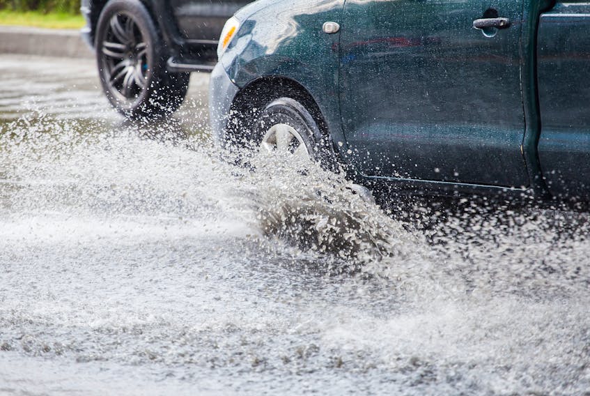 Hydroplaning can occur at speeds as low as 25-35 km/h depending on conditions — even less if the tire has no or little tread.