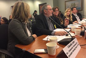 Affordable Housing Association of Nova Scotia Executive Director Jim Graham, second from left, presents at Community Services standing committee meeting in Halifax on Tuesday.