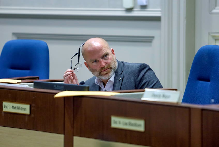 Jan. 14, 2020—File shot of District 13 Councillor Matt Whitman Halifax Regional Muncipality city council in session Jan. 14, 2020.
ERIC WYNNE/Chronicle Herald