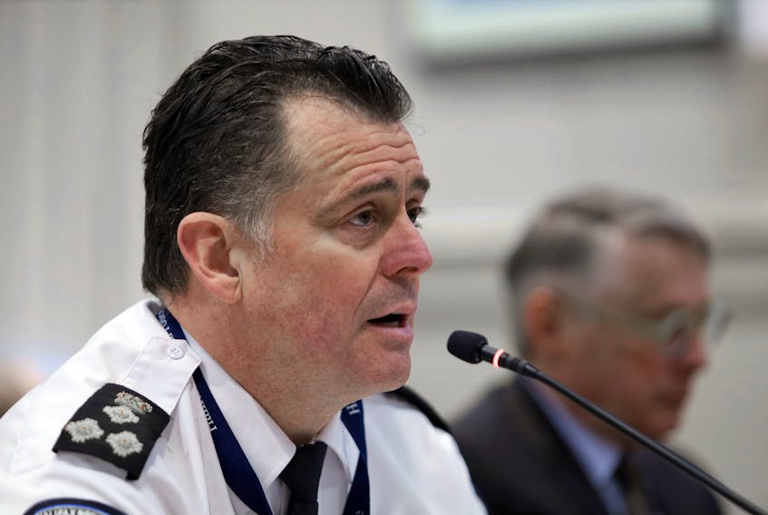 Halifax Regional Police Chief Dan Kinsella speaks at a Halifax regional council in session Jan. 14, 2020. On Monday, Kinsella told the Halifax board of police commissioners about HRP's new internal legitimate and bias-free policing program.