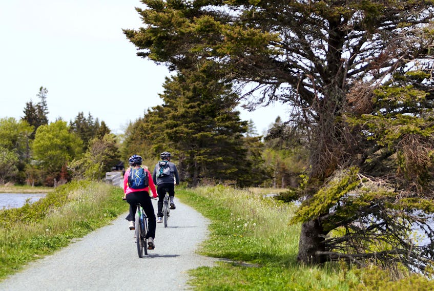 June 10, 2020—Cyclists use the Salt Marsh Trail in Lawrencetown Wednesday afternoon  For Stephen Cooke story on city bike trails.
ERIC WYNNE/Chronicle Herald