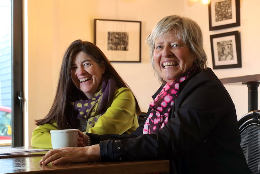 Dec. 14, 2020—Anita MacDonnell, left, and Brenda MacKenzie met serendipitously while getting coffee at Lara Cafe on Agricola Street. Both women both had the same kidney disease and are both on the transplant list. Their moms both were kidney patients in the 1970’s . One woman’s mom passed away a short time later, while the other’s mom is still living after being one of the first transplant recipients in Nova Scotia.
ERIC WYNNE/Chronicle Herald