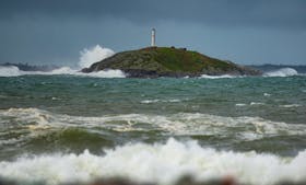 Waves crash near the Sheet Rock lighthouse on the Eastern Shore on Wednesday, September 23, 2020. -