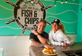 Jeff Supple and Rochelle Tucker, co-owners of Rudy and Olive's Fish & Chips, at their Bedford Highway restaurant on Monday, November 9, 2020.