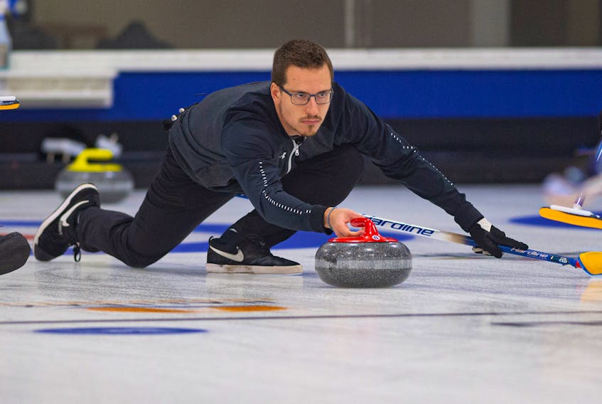 Halifax's Matthew Manuel releases his shot in the Stu Sells 1824 Halifax Classic final at the Halifax Curling Club on Sunday, November 15, 2020. Manuel lost to Brad Gushue 6-2.