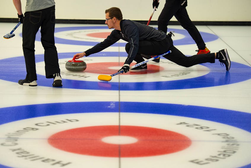 Halifax's Matthew Manuel throws his stone during the Stu Sells 1824 Halifax Classic final at the Halifax Curling Club on Sunday, November 15, 2020. Manuel lost to Brad Gushue 6-2.
