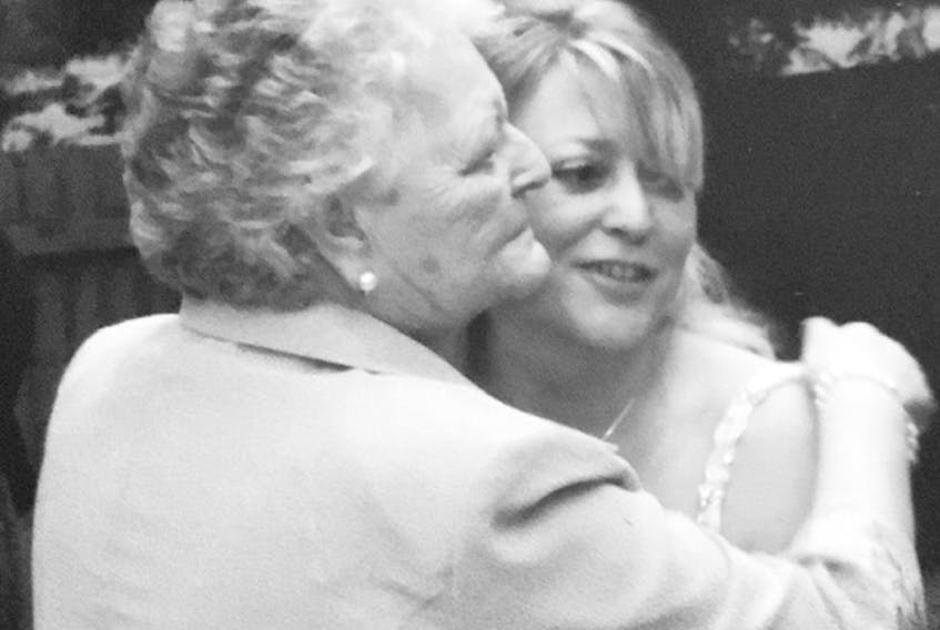 My mom, Vera Frampton, and me. — Detail from a Rhonda Hayward photo