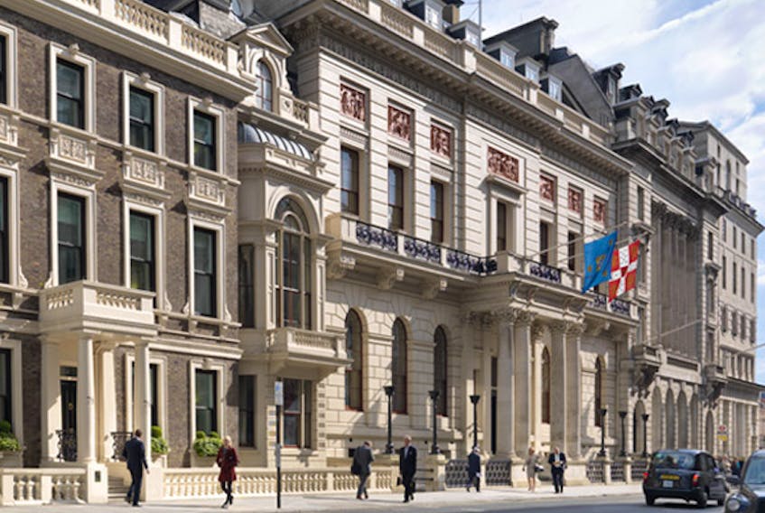 The Oxford and Cambridge Club in London, a members-only club where representatives from Nalcor Energy’s Muskrat Falls hydroelectric project team and Astaldi met in 2014 to discuss ongoing construction. (Oxford and Cambridge Club website photo.)