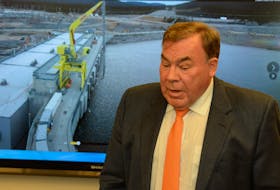Nalcor Energy CEO Stan Marshall speaks to reporters Thursday in the executive boardroom at the Crown corporation's headquarters in St. John’s.