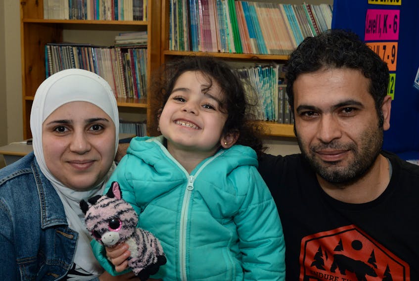 Almohannad Allou (right) and his family — wife Esraa (left) and daughter Maab, 4, are from Syria. The couple also have a son, Ahmab, 7. They are one of the countless success stories of people who have completed the Rabbittown Learners Program Inc. during its 30-year history.