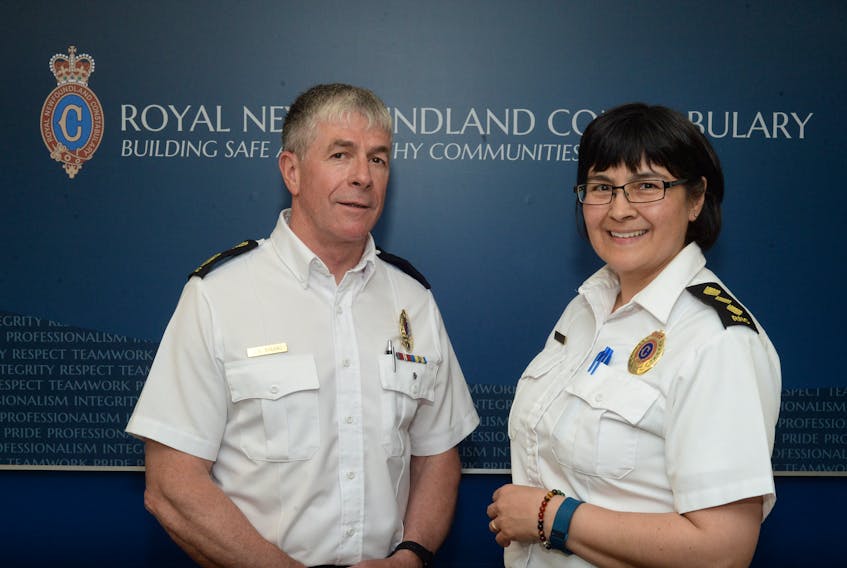Royal Newfoundland Constabulary (RNC) Chief of Police Joe Boland and operational patrol services Insp. Sharon Warren at RNC Provincial Headquarters at Fort Townshend in St. John’s.