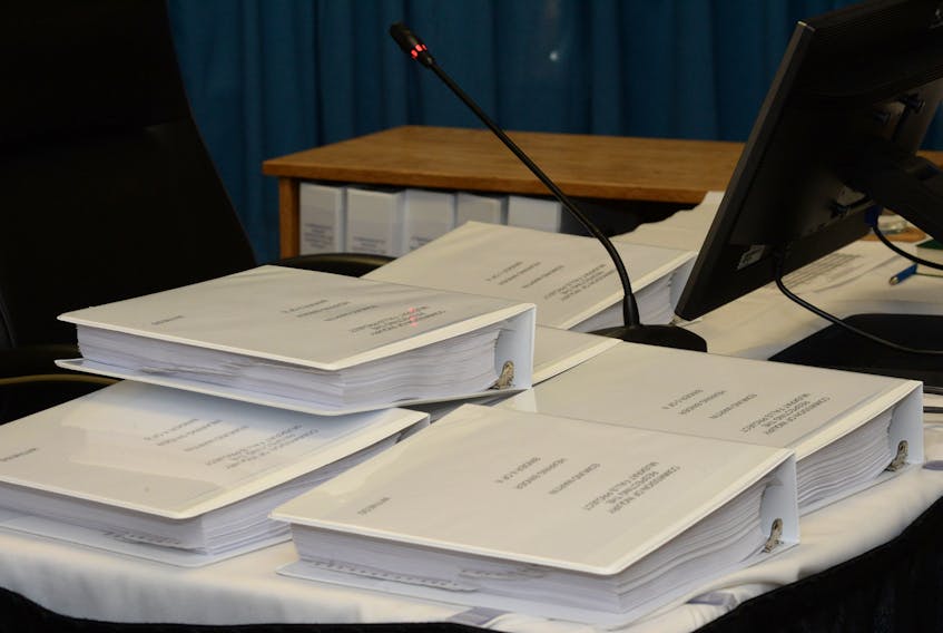 The six binders of documents that Ed Martin, former chief executive officer and president of Nalcor Energy, will refer to this week while he testifies at the Muskrat Falls Inquiry.