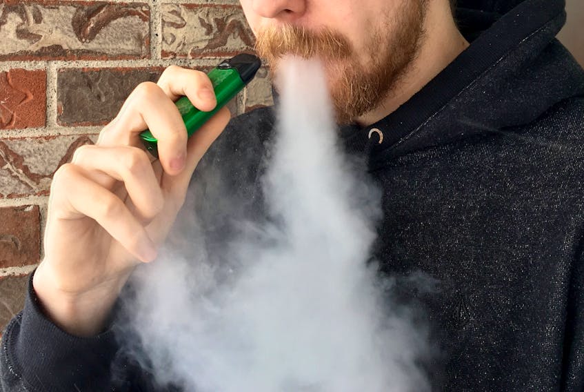 Vaping, using electronic cigarettes and flavoured liquid vape juice, is growing in popularity in this province. Some people worry about the increasing numbers of teens vaping, while others are just happy to have it available as a tool to quit smoking. Matt Goodman, an employee of Avalon Vapor, demonstrates vaping.