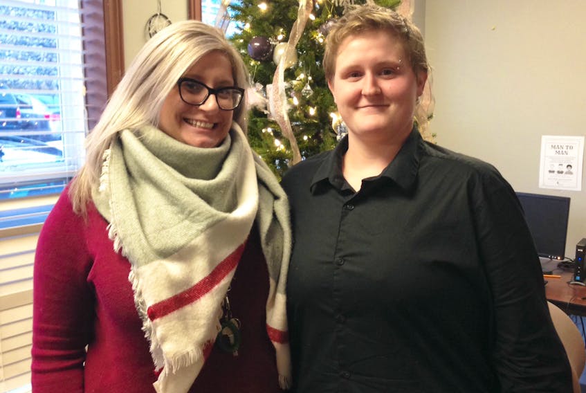 Sylvia Newhook (right) says she would never have turned her life around without help from the staff at the Choices for Youth’s outreach centre, such as Katie Hopkins (left).