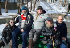 On Wednesday, The Telegram visited the Gathering Place and spoke to some people about the weather and the help they get at the Gathering Place. Posing outside the Gathering Place are (from left) Joseph Howell, Billy Murray, Robyn Byrne, Gerard Murphy and Robert Rideout.