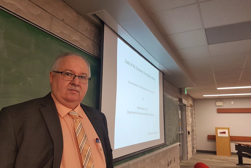 Memorial University economics department head Wade Locke delivered a public lecture on Friday, and painted a grim picture of the state of the Newfoundland and Labrador economy.
