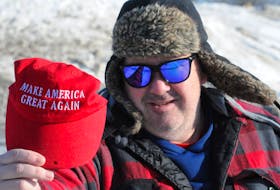 St. John’s resident Kenny Hanlon displays a “Make America Great Again” ball cap Friday morning. Many Newfoundlanders and Labradorians are fascinated with United States president Donald Trump.