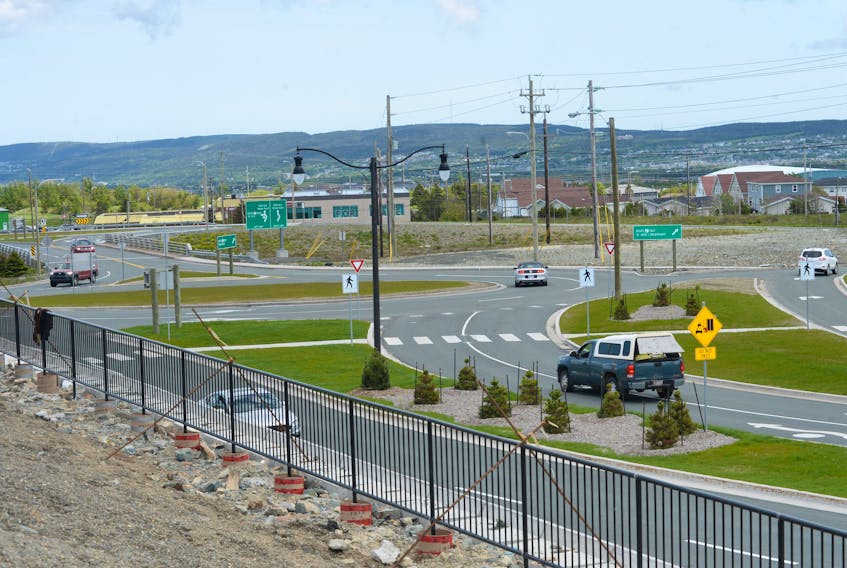 The roundabout leading to the Galway development.