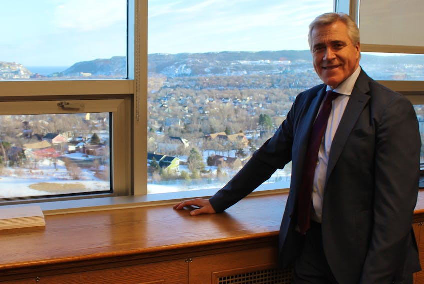 Premier Dwight Ball stands in his office overlooking St. John’s. Ball has had another year of ups and downs in his turbulent career in politics.