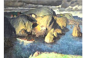 “True Lovers Leap, Newfoundland,” painted by the late Franklin Arbuckle of Toronto, sold for $30,680 — five times more than the opening bid of $6,000 — in an online auction held by Cowley Abbott auctioneers.