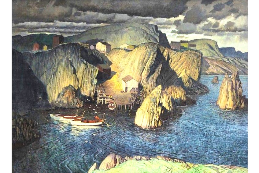 “True Lovers Leap, Newfoundland,” painted by the late Franklin Arbuckle of Toronto, sold for $30,680 — five times more than the opening bid of $6,000 — in an online auction held by Cowley Abbott auctioneers.