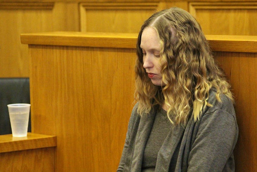 Anne Norris sits in Newfoundland and Labrador Supreme Court in St. John’s for the start of Week 2 of her first-degree murder trial Monday.