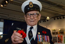 Rod Deon, 97, is a naval veteran of the Second World War and has volunteered with the Royal Canadian Legion’s poppy campaign for 50 straight years.