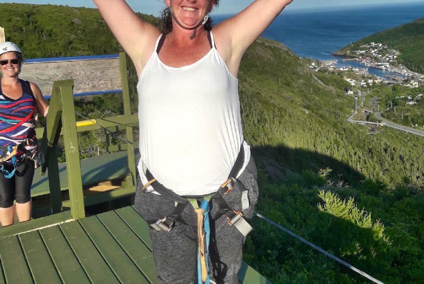 Lisa Cooney, who has multiple sclerosis, was ecstatic to have completed the zip lining course at North Atlantic Zip Lines in Petty Harbour-Maddox Cove last week.