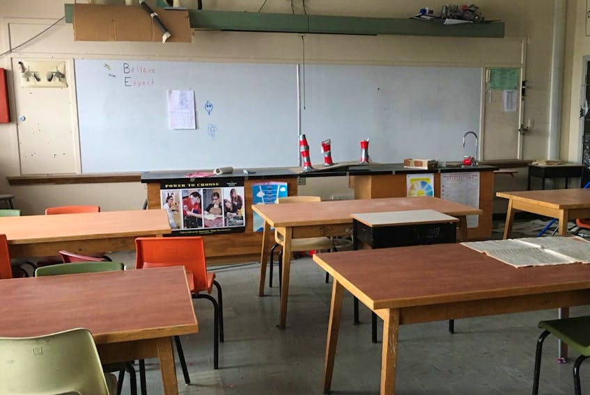 A Booth Memorial classroom as found by The Telegram during a tour of the abandoned St. John's high school in 2018. The school was subsequently sold.