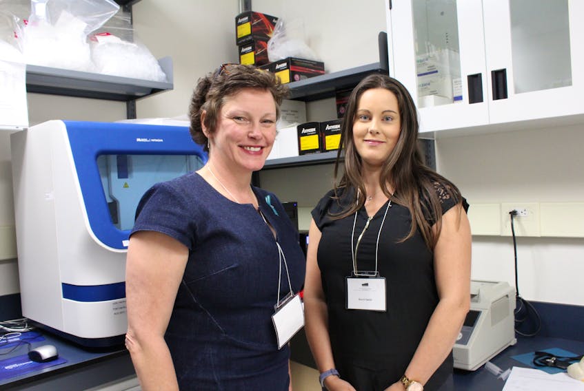 Dr. Lesa Dawson and PhD candidate Kerri Smith discussed their genetics-based breast and ovarian cancer research at the Ovarian Cancer Exposed Symposium in St. John’s on Saturday.