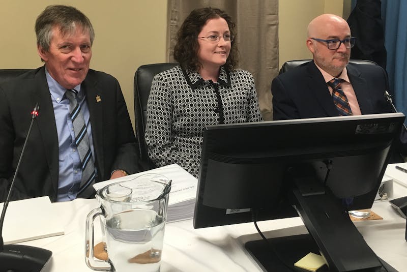 A panel of provincial government officials tackled questions at the Muskrat Falls Inquiry on how environment and health-related reports and assessments have been received and responded to by Nalcor Energy and the Government of Newfoundland and Labrador. The panel included (from left) Martin Goebel, the province’s senior adviser on methylmercury; Susan Squires, who became the province’s director of environmental assessment in 2017; and Jamie Chippett, deputy minister of the Department of Municipal Affairs and Environment. - SaltWire Network file photo