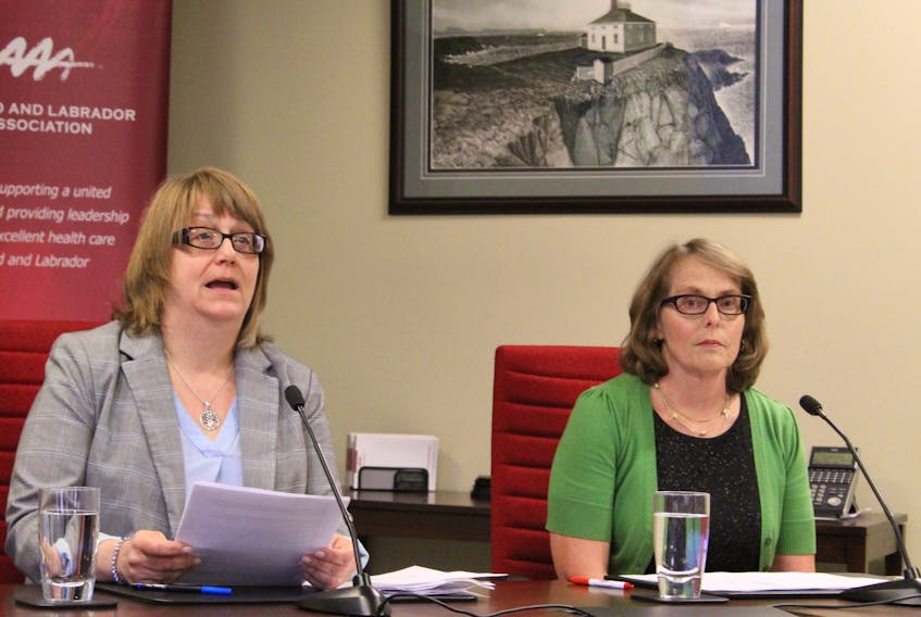 Newfoundland and Labrador Medical Association president Dr. Tracey Bridger (left) and past-president Dr. Lynn Dwyer say spending restraint in health care needs careful consideration.