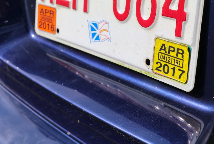 Expired stickers on a vehicle.