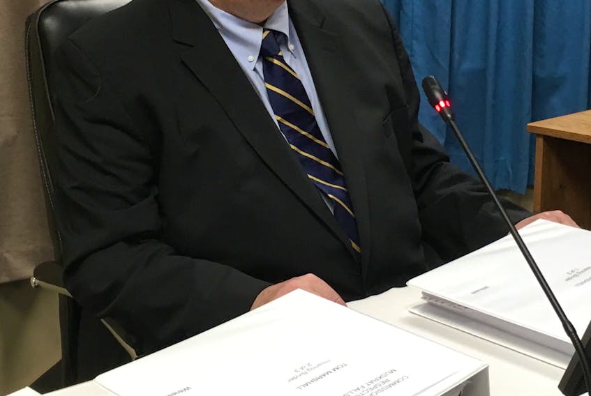 Former premier Tom Marshall prepares to testify for Phase II of the Muskrat Falls Inquiry in St. John’s on Monday.