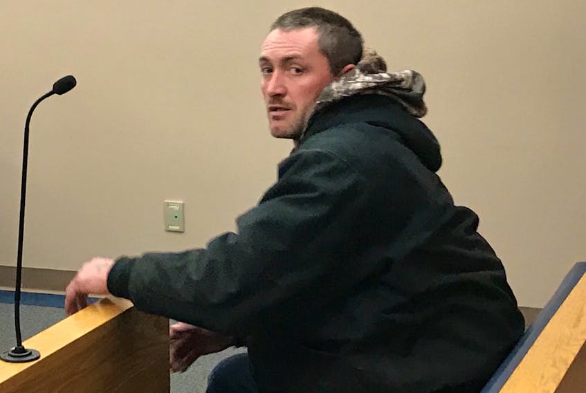 Thomas Patrick McGrath, 41, sits in a provincial courtroom Tuesday morning in St. John’s.
