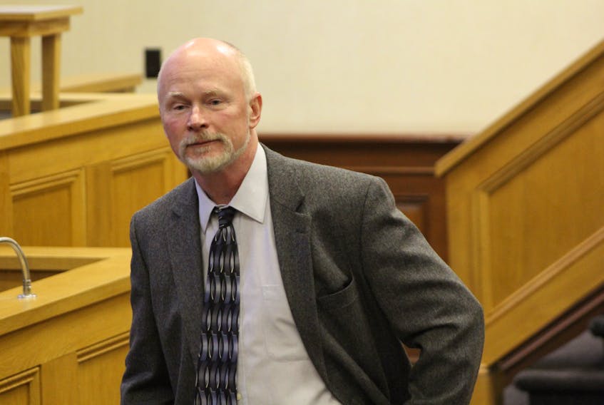 Psychologist Randy Penney leaves the witness stand in Newfoundland and Labrador Supreme Court in St. John’s Thursday.