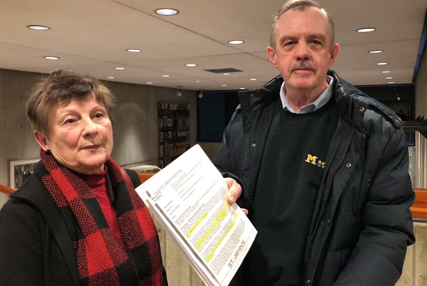 Concerned residents Sharon McCann and Randy Walsh attended the Monday council meeting and said they are not happy that council approved a second patio for Quidi Vidi Brewery.