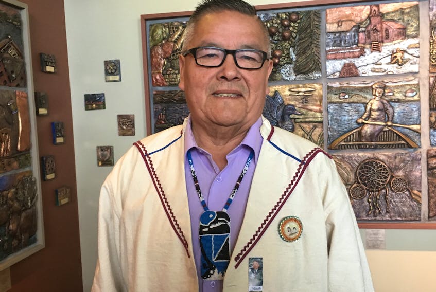 Chief Jean-Charles Piétacho (Conseil des Innu de Ekuanitshit) is shown at a previous appearance on Day 2 of the first phase of the Muskrat Falls Inquiry.