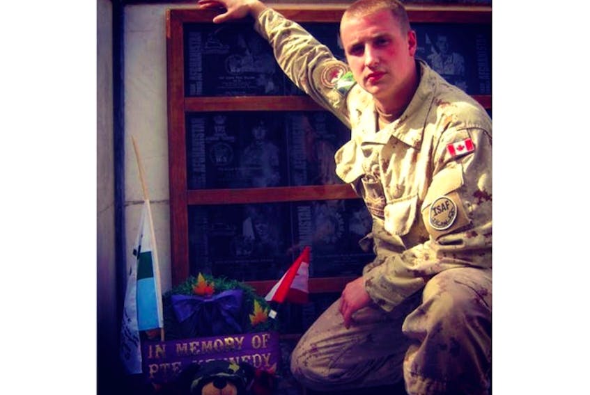 Michael Kennedy at a memorial in Kandahar, Afghanistan, in honour of his younger brother Kevin Kennedy who was killed in a roadside bomb attack in southern Afghanistan on April 8, 2007.