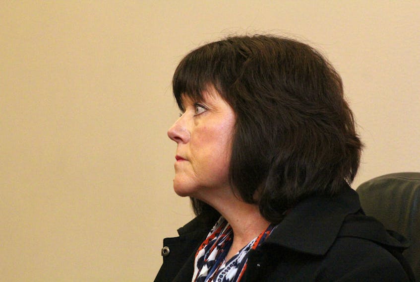 Janet Jones of J.J. Services is shown in provincial court in St. John’s Tuesday, where she pleaded guilty to six counts of unlawfully issuing school bus certificates.