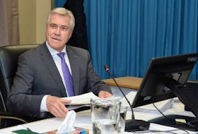 Premier Dwight Ball at the Muskrat Falls Inquiry in St. John's on Friday.