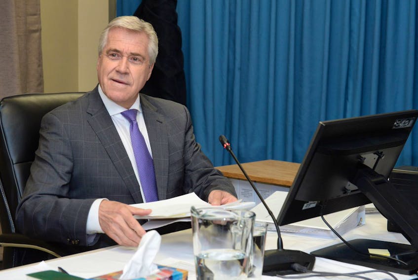 Premier Dwight Ball at the Muskrat Falls Inquiry in St. John's on Friday.