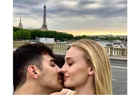 The Headroom Salon & Spa announced hairstylist Eryn Wall’s return from the celebrity wedding in France with this photo to its Instagram feed, of newlyweds Joe Jonas and Sophie Turner in Paris.