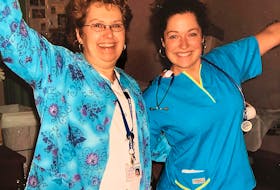 Donna Howell on her last day before retiring from nursing at the Health Sciences Centre in St. John’s in 2006, and her daughter, Lori Greene on her first official day of nursing.