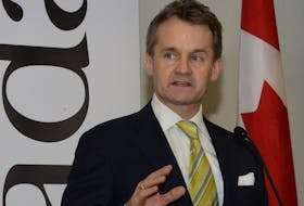 St. John’s South-Mount Pearl MP Seamus O’Regan speaks Thursday at the Signal Hill Visitor Interpretation Centre about the federal government’s new environmental and regulatory review policy regarding major projects.